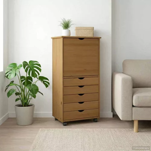  Görgős szekrény Méz barna 53 x 39 x 103 cm Tömör fenyőfa