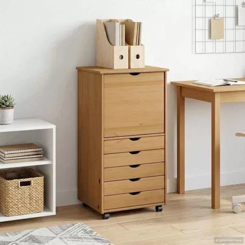  Görgős szekrény Méz barna 53 x 39 x 103 cm Tömör fenyőfa