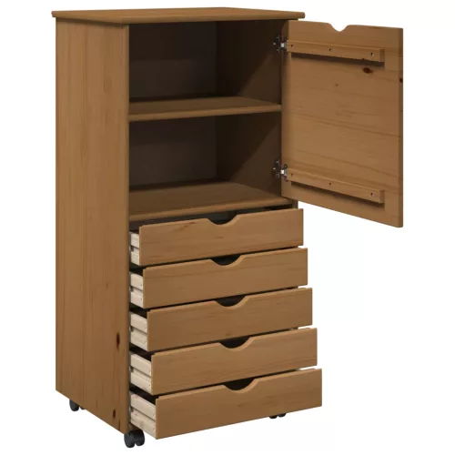  Görgős szekrény Méz barna 53 x 39 x 103 cm Tömör fenyőfa