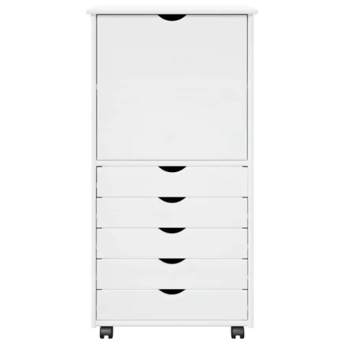  Görgős szekrény kerékkel Fehér 53 x 39 x 103 cm Tömör fenyőfa