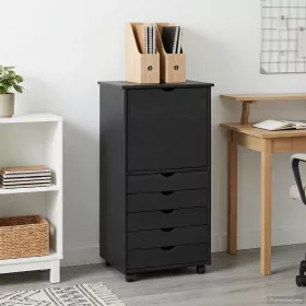    Görgős szekrény kerékkel Szürke 53 x 39 x 103 cm Tömör fenyőfa