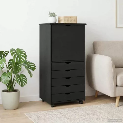  Görgős szekrény kerékkel Szürke 53 x 39 x 103 cm Tömör fenyőfa