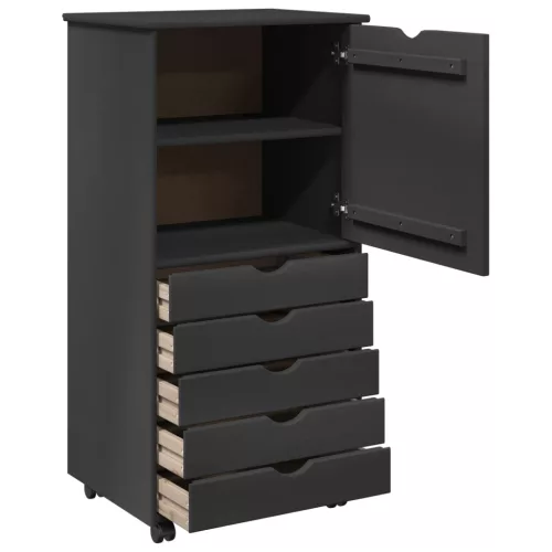  Görgős szekrény kerékkel Szürke 53 x 39 x 103 cm Tömör fenyőfa