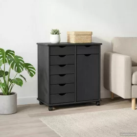    Görgős szekrény Szürke 63,5 x 39 x 65,5 cm Tömör fenyőfa