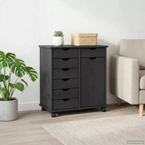  Görgős szekrény Szürke 63,5 x 39 x 65,5 cm Tömör fenyőfa