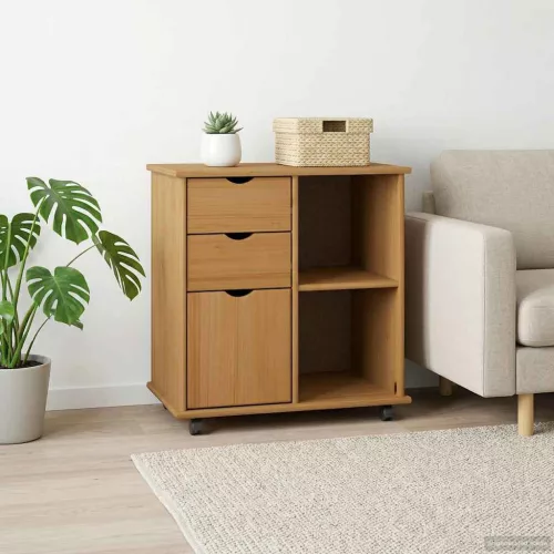  Görgős szekrény Méz barna 63,5 x 39 x 65,5 cm Tömör fenyőfa