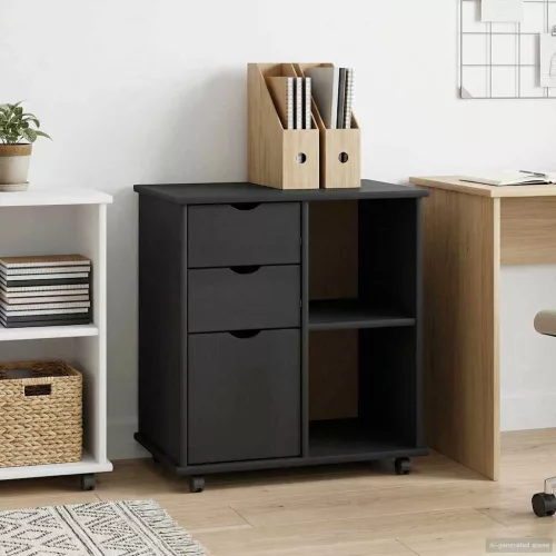  Görgős szekrény Szürke 63,5 x 39 x 65,5 cm Tömör fenyőfa