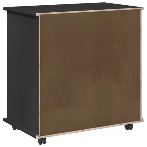  Görgős szekrény Fekete 63,5 x 39 x 65,5 cm Tömör fenyőfa