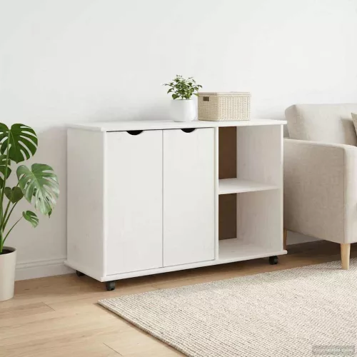  Görgős szekrény kerékkel Fehér 100 x 39 x 65,5 cm Tömör fenyőfa