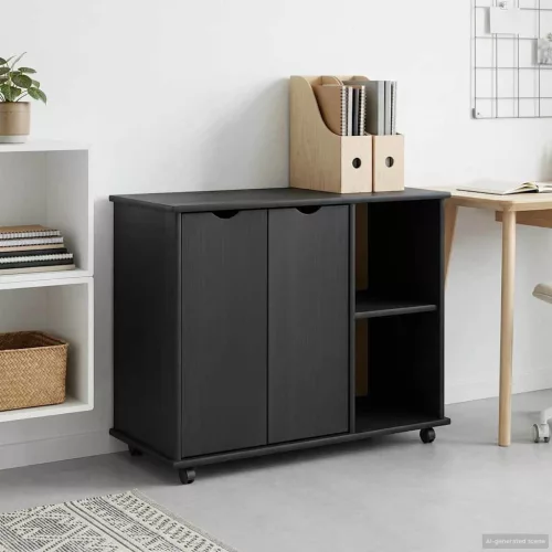  Görgős szekrény Szürke 100 x 39 x 65,5 cm Tömör fenyőfa