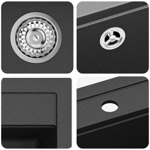  Mosogató Fekete 795 x 505 mm 80% kvarc és 20% gyanta