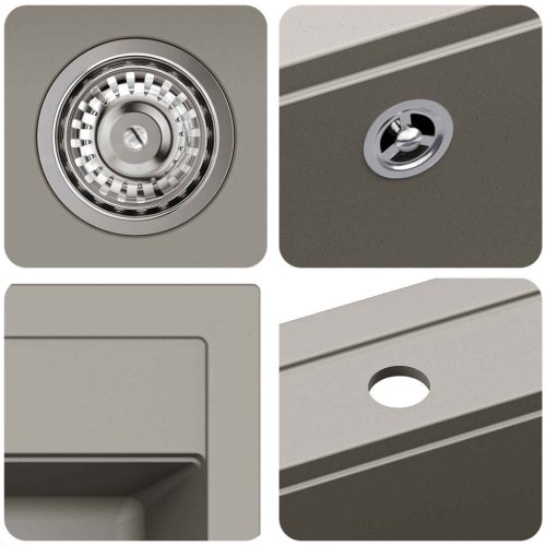  Mosogató Szürke 795 x 505 mm 80% kvarc és 20% gyanta