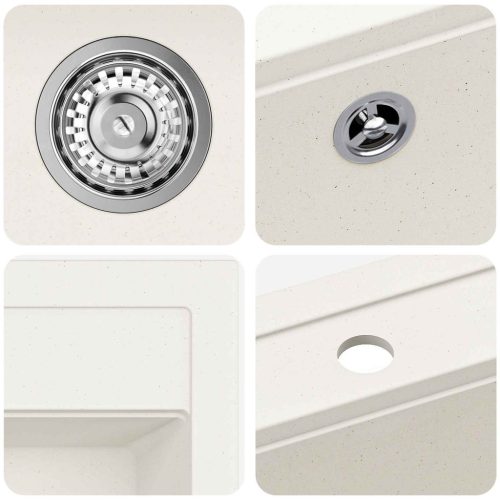  Mosogató Fehér 795 x 505 mm 80% kvarc és 20% gyanta