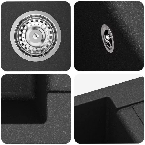  Mosogató Fekete 780 x 500 mm 80% Kvarc és 20% Gyanta