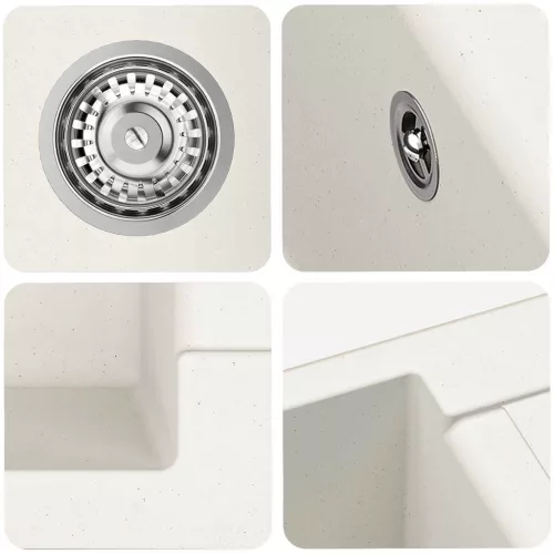  Mosogató Fehér 780 x 500 mm 80% Kvarc és 20% Gyanta