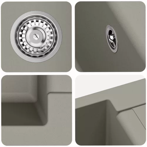  Mosogató Szürke 620 x 500 mm 80% Kvarc és 20% Gyanta