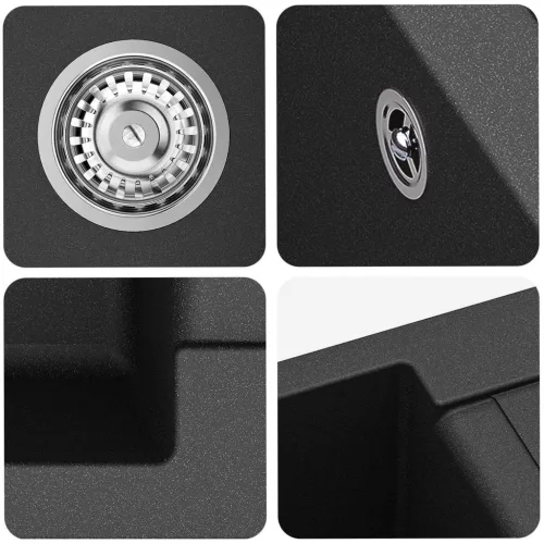  Mosogató Fekete 780 x 500 mm 80% Kvarc és 20% Gyanta