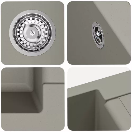  Mosogató Szürke 780 x 500 mm 80% Kvarc és 20% Gyanta