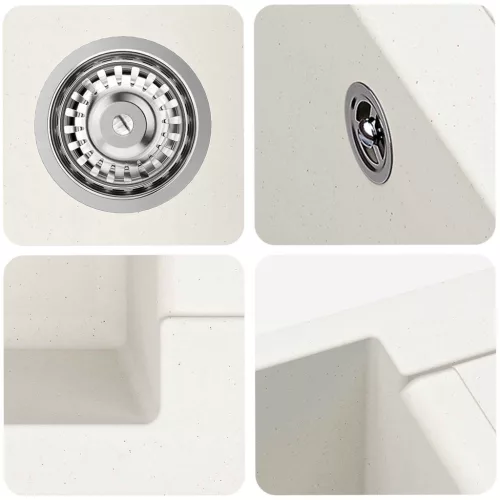  Mosogató Fehér 780 x 500 mm 80% Kvarc és 20% Gyanta