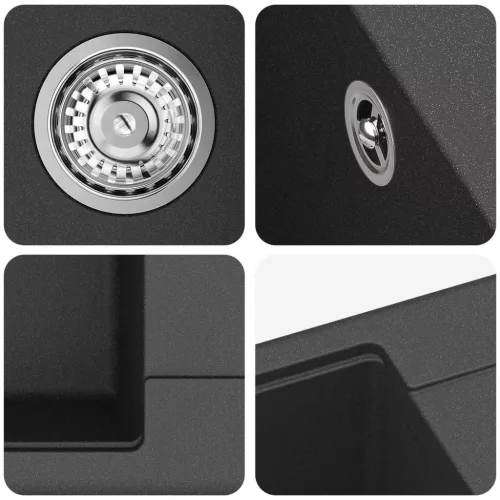  Mosogató Fekete 560 x 460 mm 80% Kvarc és 20% Gyanta