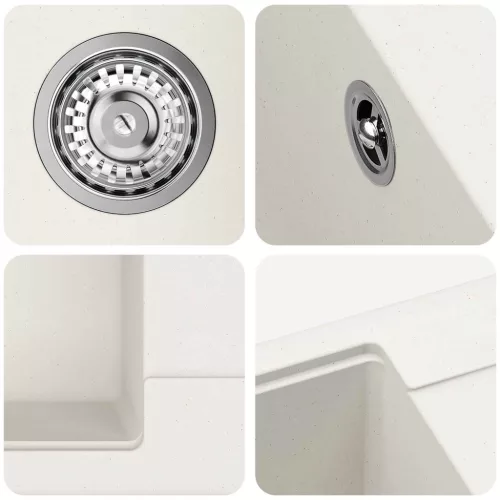  Mosogató Fehér 560 x 460 mm 80% Kvarc és 20% Gyanta