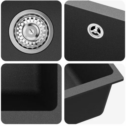  Mosogató Fekete 370 x 460 mm 80% Kvarc és 20% Gyanta