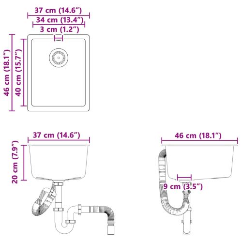  Mosogató Bézs 370 x 460 mm 80% Kvarc és 20% Gyanta