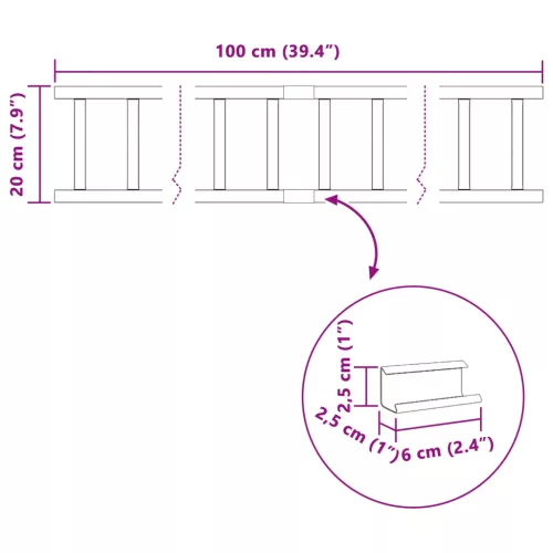  Tető havazásvédő Antracit 100 x 2,5 x 20 cm Acél