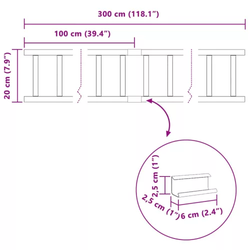  Tető havazásvédő Fekete 300 x 2,5 x 20 cm Acél