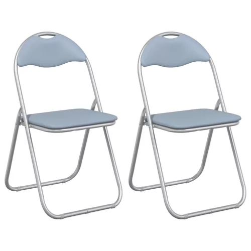  Összecsukható szék 2 pcs Szürke 48 x 43,5 x 81 cm Műbőr