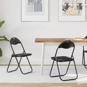    Összecsukható szék 2 pcs Fekete 48 x 43,5 x 81 cm Műbőr