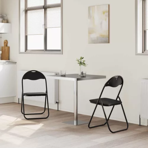  Összecsukható szék 2 pcs Fekete 48 x 43,5 x 81 cm Műbőr