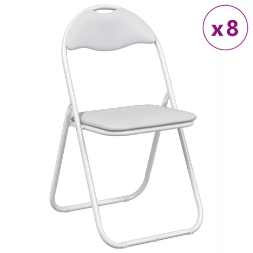  Összecsukható szék 8 pcs Fehér 48 x 43,5 x 81 cm Műbőr