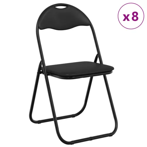  Összecsukható szék 8 pcs Fekete 48 x 43,5 x 81 cm Műbőr