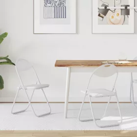    Összecsukható Étkezőszék 2 pcs Fehér 48 x 43,5 x 81 cm PVC acél