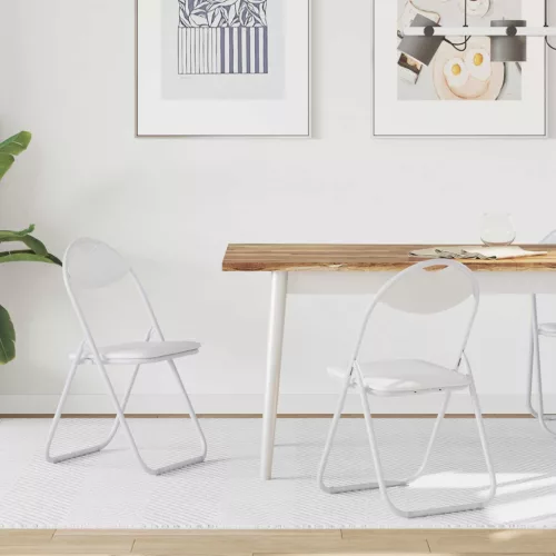  Összecsukható Étkezőszék 2 pcs Fehér 48 x 43,5 x 81 cm PVC acél