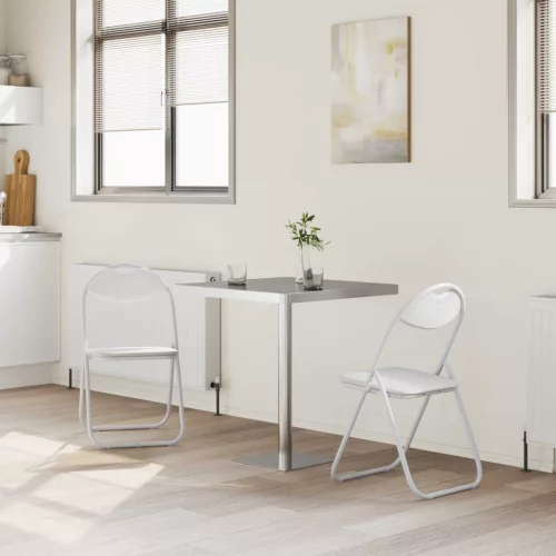  Összecsukható Étkezőszék 2 pcs Fehér 48 x 43,5 x 81 cm PVC acél