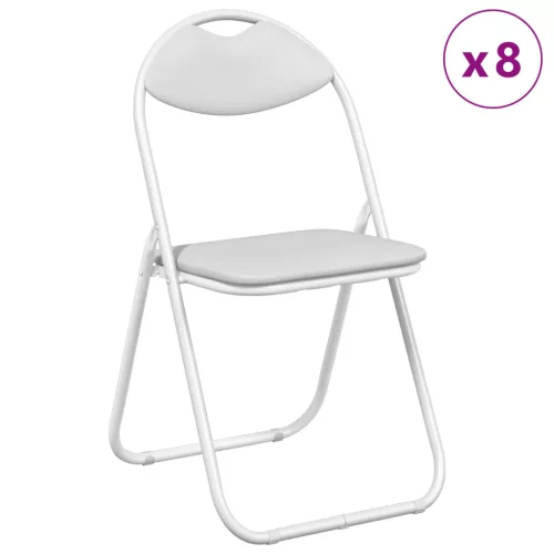  Összecsukható Étkezőszék 8 pcs Fehér 48 x 43,5 x 81 cm PVC acél