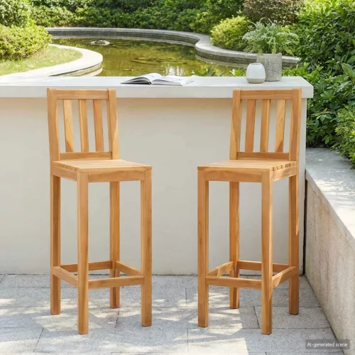  Bárszék 2 pcs Kezeletlen 35 x 45 x 110 cm Tömör Teakfa