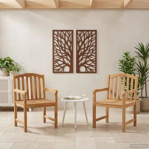  Kézzel faragott rózsaszék 2 pcs Természetes 58 x 60 x 90 cm