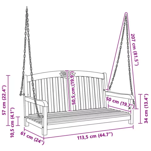  Hinta Pad Természetes 114 x 61 x 61,5 cm Tömör Teakfa