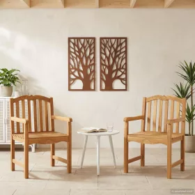    Kerti Szék 2 pcs Természetes 58 x 60 x 93 cm Tömör Teakfa