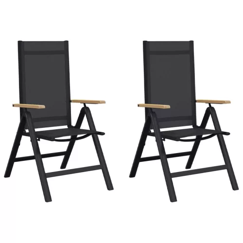  Fekvő Kerti Székek 2 pcs Fekete 58 x 73 x 111,5 cm Textilén