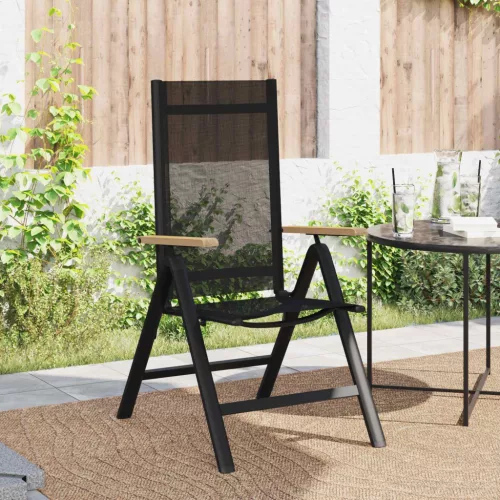  Fekvő Kerti Székek 2 pcs Fekete 58 x 73 x 111,5 cm Textilén