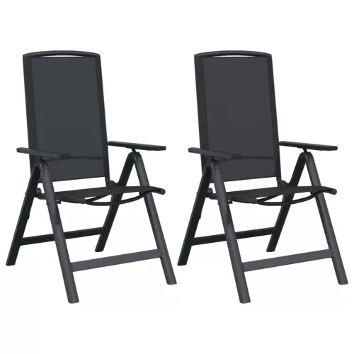  Fekvő Kerti Székek 2 pcs Fekete 58 x 71 x 112 cm Textilén