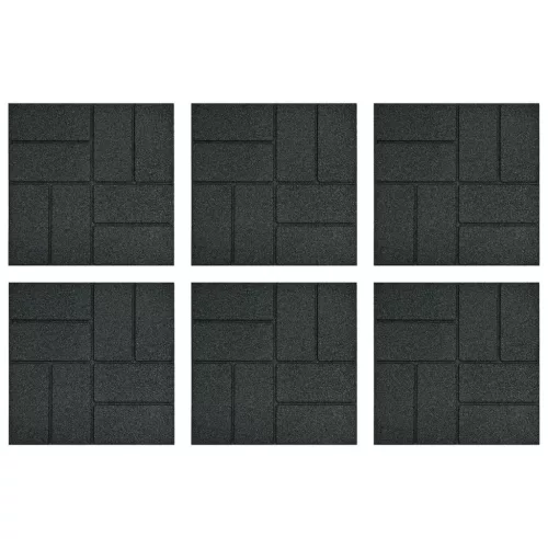  Lépőkő 6 pcs Fekete 40,5 x 40,5 x 2 cm Gumi