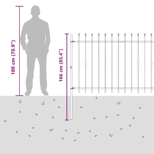  Tüskés kerítés Fekete 200 x 130 cm Porszórt acél