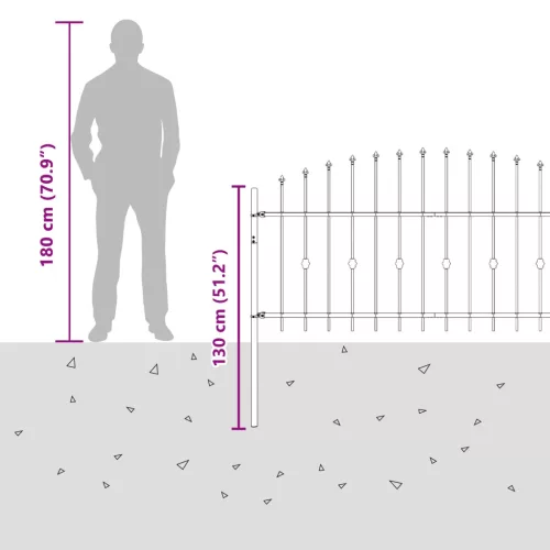  Tüskés kerítés Fekete 200 x 130 cm Porszórt acél