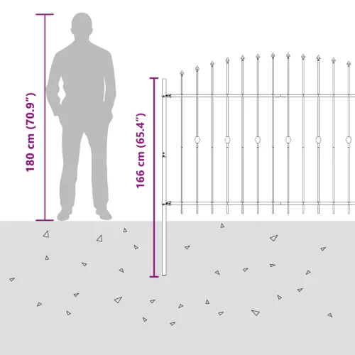  Tüskés kerítés Fekete 200 x 130 cm Porszórt acél