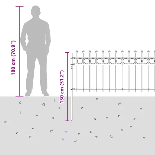 Gyűrűs Kerítés Fekete 200 x 130 cm Porszórt acél